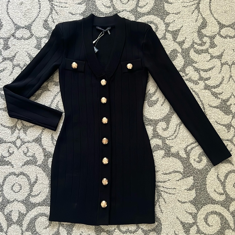 Endless Rose SHANK BUTTON V-NECKLINE KNIT MINI DRESS - Picture 4 of 7